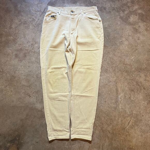 Vintage 80s Lee Riders Yellow Tapered Jeans 32x30 - Picture 1 of 3